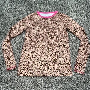 Cuddl duds pink leopard long sleeve night shirt with thumbs holes